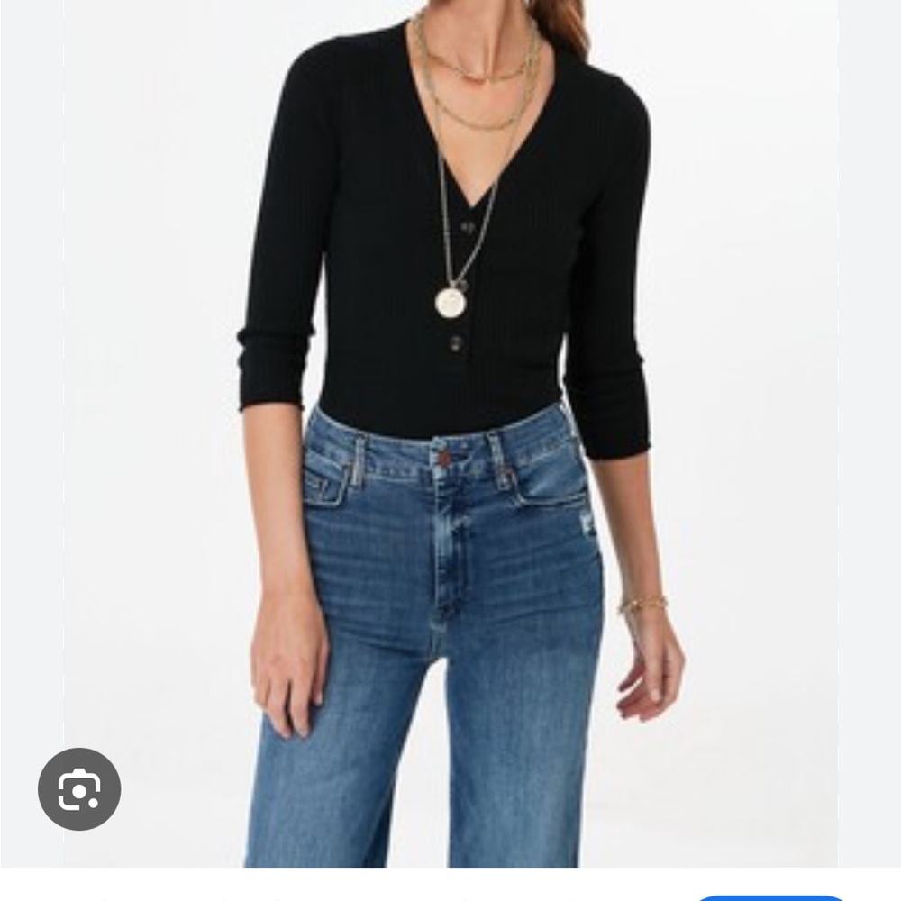 Tuckernuck Black Fitted 3/4 Sleeve Bodysuit